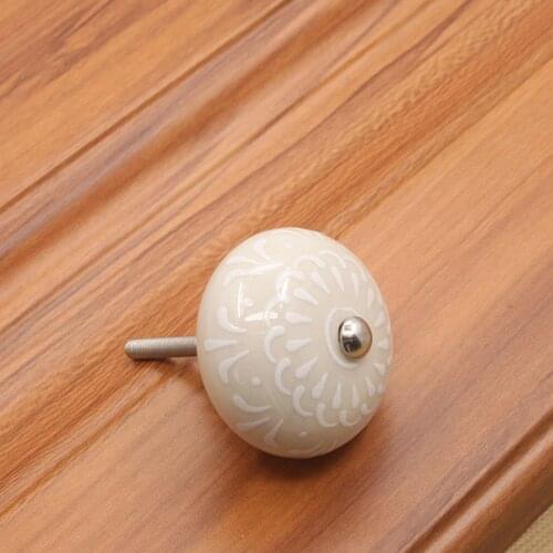 6x Handmade Ceramic Round Knobs Pulls for Cabinet / Girls Dresser/Kids Cupboard/Kitchen Drawer Handles with Hardware