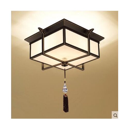 Square led iron retro new Chinese ceiling lamp living room ceiling lamp bedroom study hotel antique modern simple LO71411