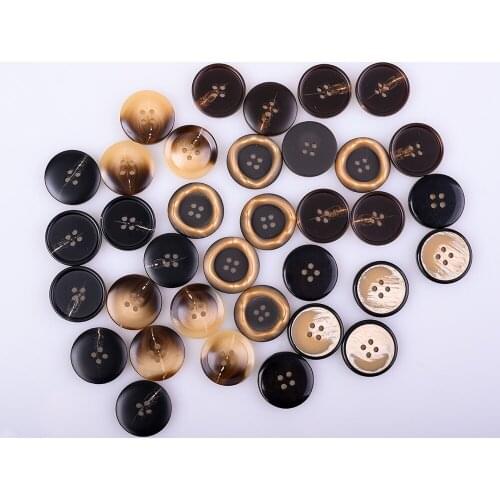 Cusack 10 pcs 4 Holes 2.5 cm Buttons for Winter Spring Women Men Coats Blouse Garments DIY Crafts Sewing Resin Black 5 Models