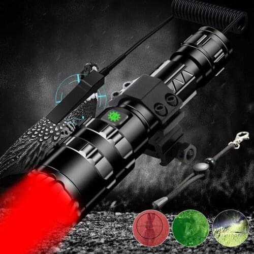 Multifunction High-power Tactical Led Flashlight 18650 Battery Red Light Torches Hunting Fixed Focus For Samsung Charging Port