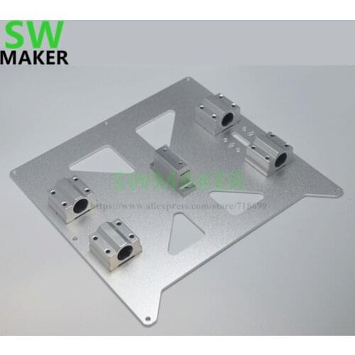 SWMAKER Prusa i3 RepRap 3D Printer Aluminum Y Carriage V2 Plate Kit with SC8UU Bearing block and upgrade metal belt holder