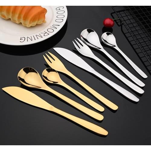 16Pcs Gold Cutlery Set Knife Fork Coffee Spoon Dinnerware Set 304 Stainless Steel Tableware Set Western Kitchen Silverware Set