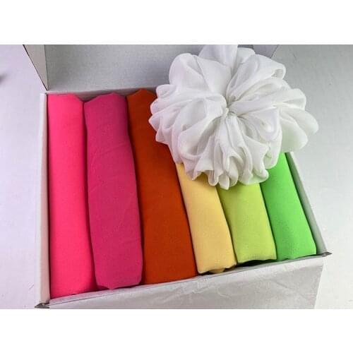 Summer New Neon Colors Chiffon Scarf Wrap Solid Color Shawls Headband Hijabs Set Headscarf Foulard With Packing BOX