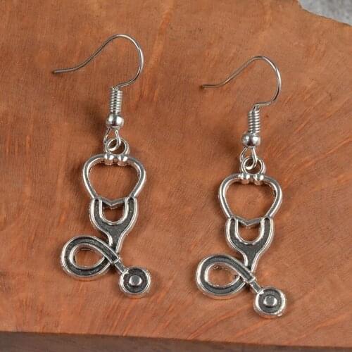 New Syringe and Stethoscope Earrings Asymmetrical Earrings Fashion women Hoop Earrings Nurse Friends Favorite Gift