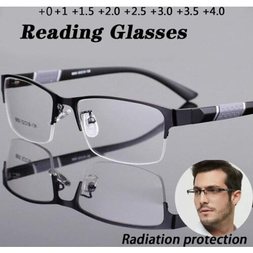 Men Titanium alloy Reading Glasses Non spherical 12 Layer Coated lenses Retro Business Hyperopia Prescription Eyeglasses