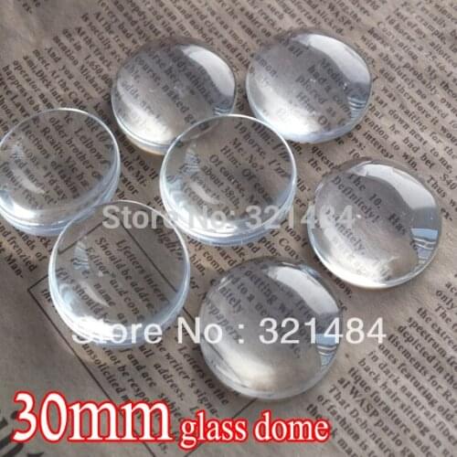 Bulk 100piece/lot 30mm flatback round clear glass cabochon tray pendant cover glass dome tile seals