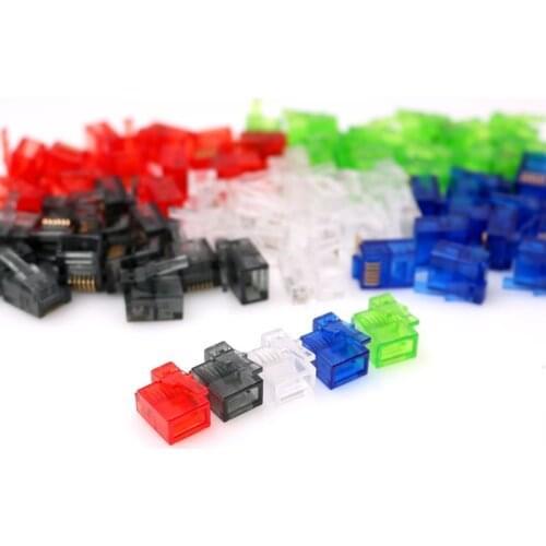 1000PCS/lot Colorful 6P6C RJ12 Connector Right Buckle Crystal Head DIY EV3 NXT Cable Plug