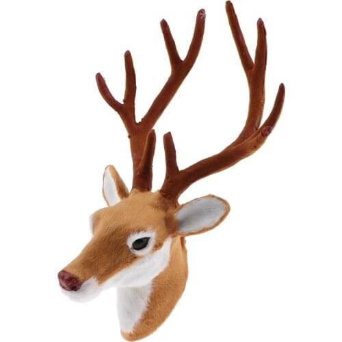 Realistic Deer Head Wall Sculpture Animals Head Wall Hanging Deer Head Home Decor Head Collectible Crafts - 13 X 18 X 27 cm