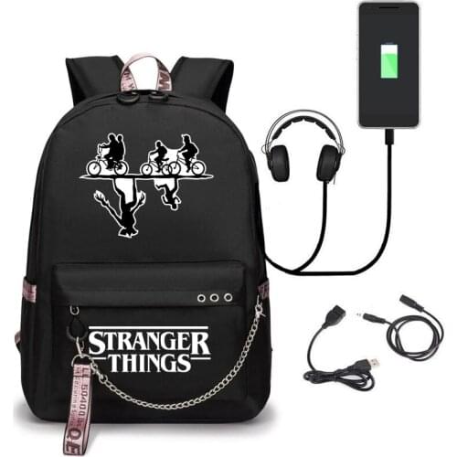 Stranger Things Backpack USB Charge Laptop Backpack Teenage Girls School Bags Fashion Styles Zipper Book Bag Students Mochila