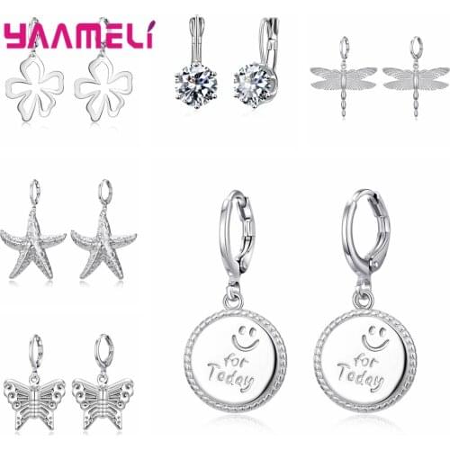 925 Sterling Silver 5 Designs Drop Earrings For Women Girls Butterfly Cubic Zirconia Design 2021 Trend Fashion Jewelry