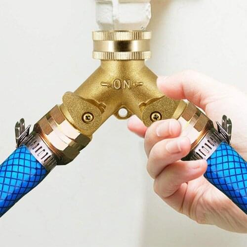 Hose Pipe Splitter 3/4 Inch Brass Garden Double Pass Ball Valve Splitter Hose Pipe Tap Connectors For Garden Irrigation Car Kit