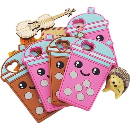 Chenkai 10PCS Silicone Bubble Tea Teether DIY Baby Shower Chewing Pendant Nursing Sensory Teething Pacifier Toy Gfit BPA Free