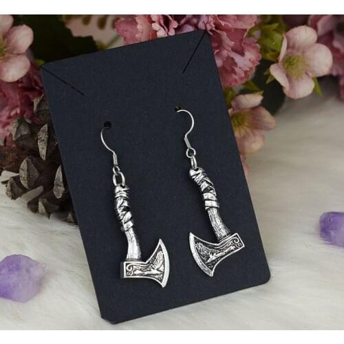 Nordic Viking Earring Slavic Shield Axe Drop Earring