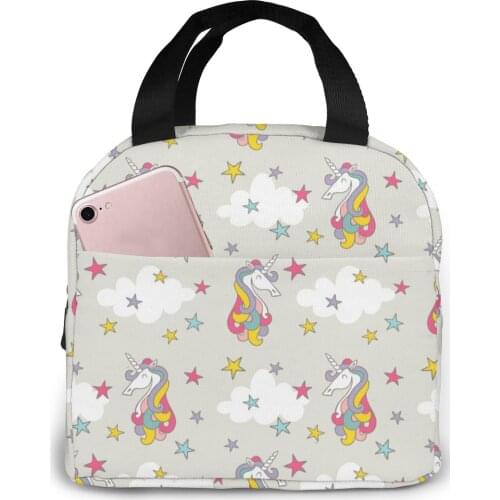 Insulated Lunch Bag Thermal Colored Unicorn Tote Bags Cooler Picnic Food Lunch Box Bag For Kids Women Girls Men Children