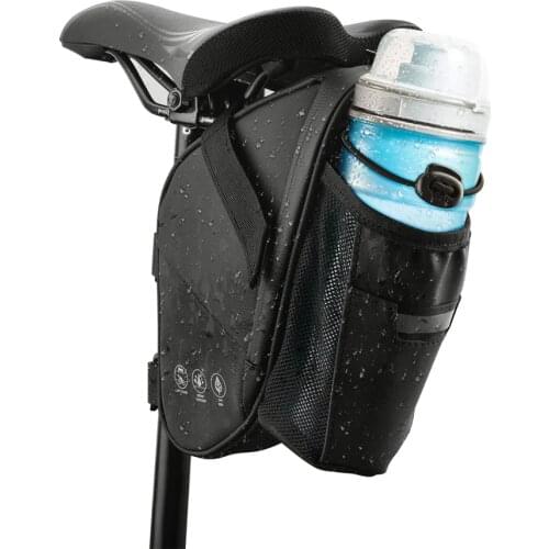 Bike Saddle Bag Water Bottle Holder Reflective Bicycle Under Seat Pack Cycling Wedge Pouch