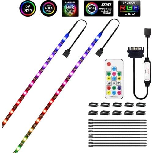 5V SATA Power Interface RGB WS2812b LED Strip With Remote Controller Led Strip Waterproof Diode Tape Kit For PC Computer Case