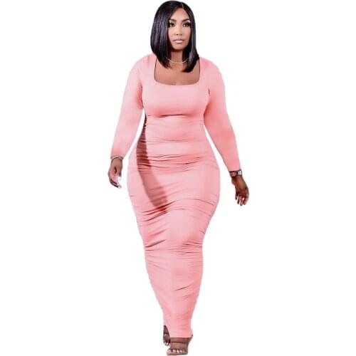 XY9113 Wholesale Items New Arrivals Solid V Neck Elegant Woman Clothing Long Sleeve Maxi Dress Sexy Women Bodycon Dresses