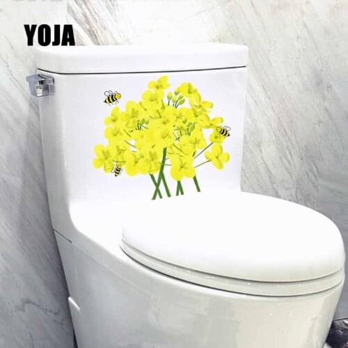 YOJA 22.3X18.9CM Beautiful Mural Wall Stickers Home Decor Yellow Rape Flowers And Bees Toilet Decal T5-0857