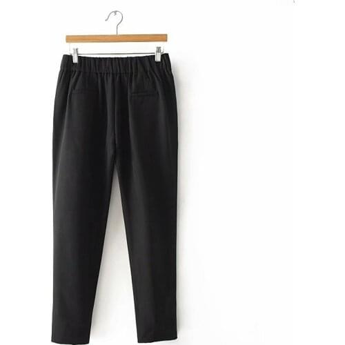 Plus Size Womens Full Black Ankle Pants Casual Slim Elegant Ankle Trousers