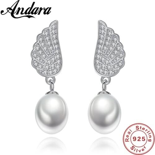 Fashion Pearl Earrings For Women 925 Sterling Silver Freshwater Pearl With Princess Style Silver Earring Wedding Jewelry