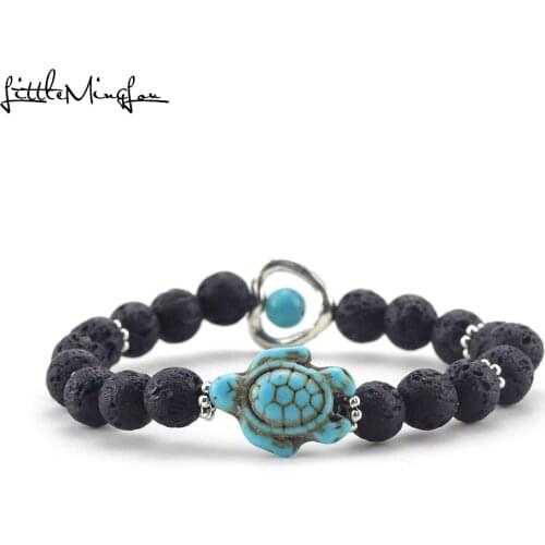 New heart Charm Tortoise charm bracelet Natural Stone Lava Beads handmade lucky gift women Bracelets & Bangles for women Jewelry