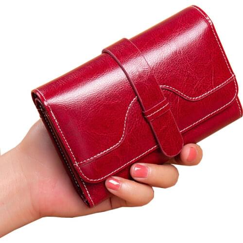 High Quality Womens Genuine Leather Wallet Female Short RFID Anti Theft Card Holder Coin Purse Wallets for Women Fashion