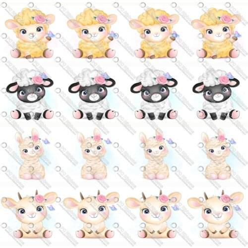 1-1/2" Cute Sheep Printed Custom Design Cartoon for DIY Crafts Hair Bow Lanyard/Satin /3" Grosgrain Ribbon CA244