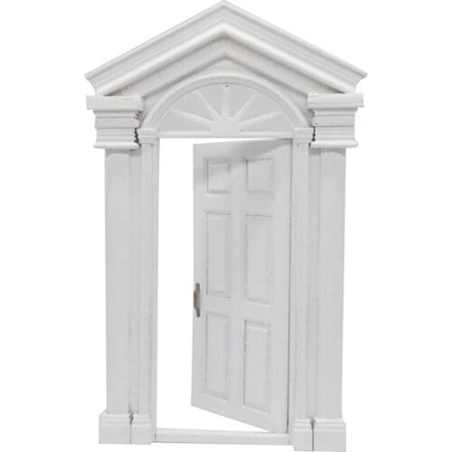 1:12 Dollhouse Miniature DIY Wooden Window Door White Furniture Doll House Accessories