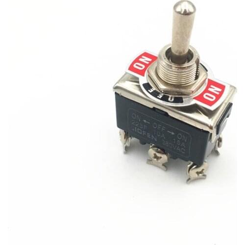 1pcs Momentary Toggle Switch 223F 6-Pin 3 Position ON-OFF-ON DPDT 15A 250VAC Self-reset Switches with Waterproof Cap