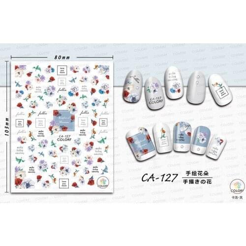 10PCS CA127-144 Flower peach heart text nail art sticker