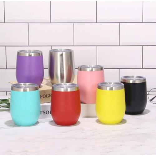 12oz Wine Tumbler Beer Mugs With Seal Lids 10 Colors Stainless Steel Wedding Party Gift Vacuum Thermos Coffee Cup