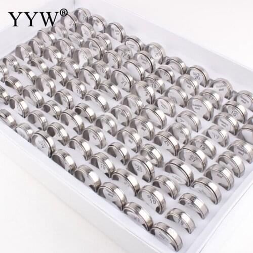 2021 Fashion Mens Solid Rings Silver Color Titanium Stainless Steel Male Ring For Fine Jewelry 100PCs/Box
