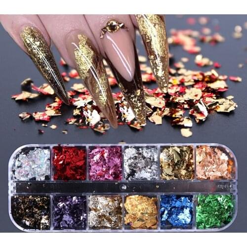 3types of Platinum Shredded Tin Foil Nail Art Glitter Sequins Gold Silver Platinum Shredded Paper Foil Nail Art Deco Jewelry Set