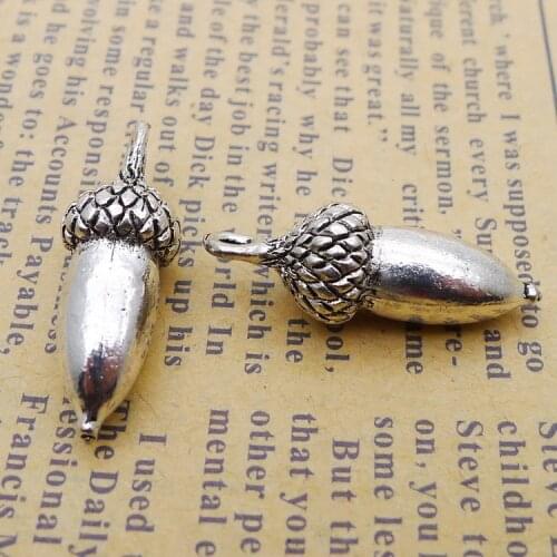 4 pieces/lot 8*25mm Antique silver color Metal alloy Pine cone Pine nut Charm Pendant Bracelet Key chain DIY handmade accessory