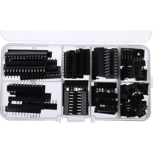 66PCS IC Socket DIP6 DIP8 DIP14 DIP16 DIP18 DIP20 DIP24 DIP28 Pin Integrated Circuit Adaptor Solder Type Socket Kit Narrow