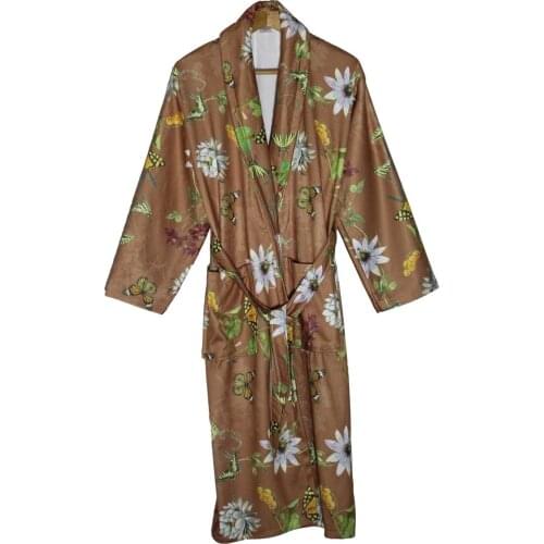 Floral Bathrobe 1 Piece Men Bathrobe Unisex Bathrobe Women Bathrobe Hammam Quality Fabric Dressing Gown Patterned Palm Robe Leaf