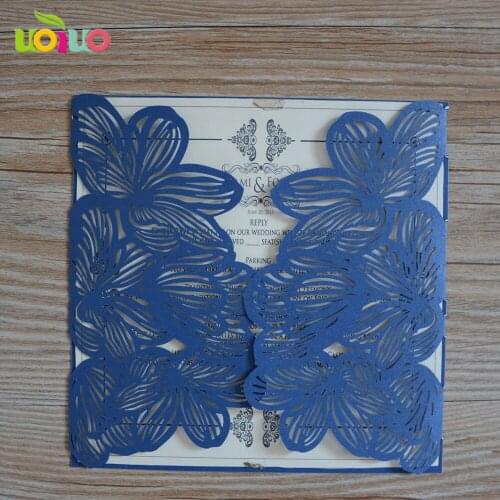 Free Shipping Hot Sell Navy Blue Invitation Card for Wedding and Birthday Party Laser Cut Delicated Invitations Model