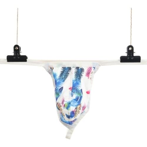 Printed Bikini Thong Mens Convex Penis Pouch Brief Mans Sexy Swimming Trunks Male Beach Underwear Mans Erotic Lingerie Panties