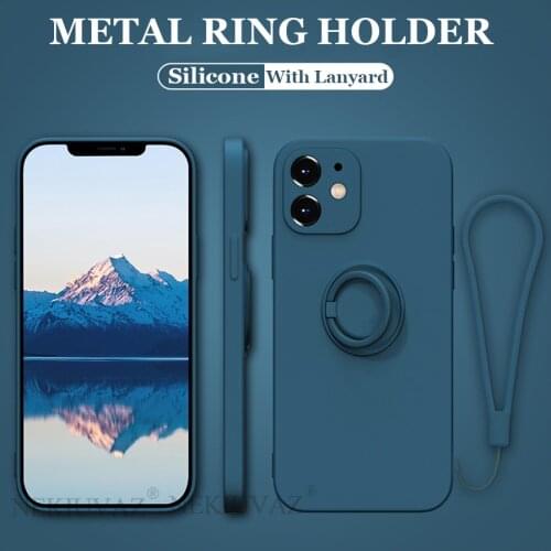 Case For iPhone 12 Pro Case With Lanyard Ring Silicone Cover For iPhone 11 12 Pro Max XR Mini X XS Max 7 8 Plus 8P SE 2020 Case