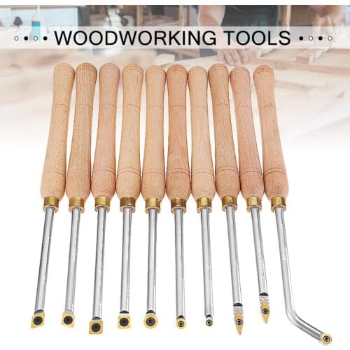 Wood Turning Tool Wood Handle with Titanium Coated Wood Carbide Insert Cutter Square Shank Woodworking Tools