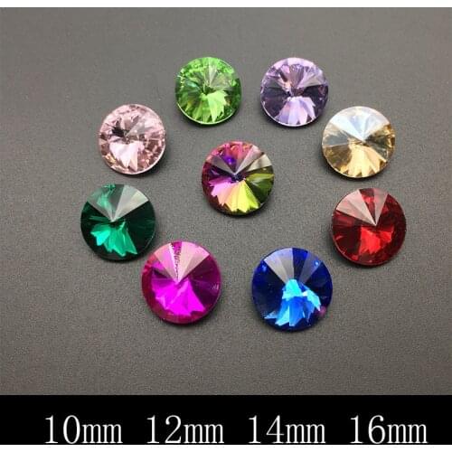 Swarovsky 16mm Two-Pointed Round Sharp Crystal Rhinestones AB Gem Stone For Nail Art Decoration