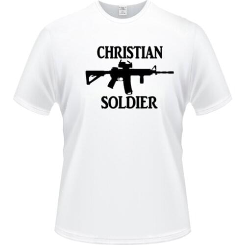 Summer Style Funny Warrior Christie Soldier Weapon Assault rifle Print Classic Cotton Men Round Collar Short Sleeve T-shirt
