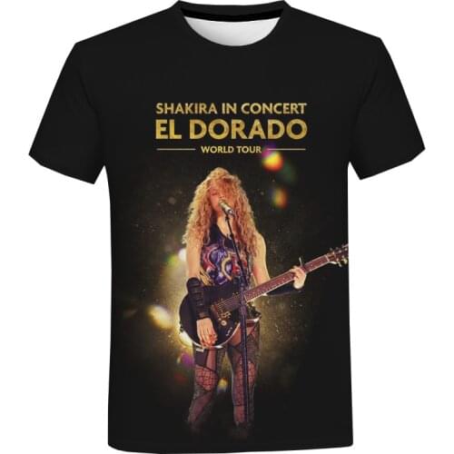 Singer Shakira 3D Printed T-shirt Men/women Summer Fashion Casual Harajuku Popular Shortsleeve Round Neck Oversize Tops
