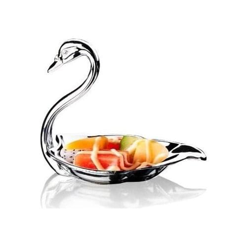 Stainless steel fruit tray fashion swan design fruit plate dessert dish salad plate kitchen accessory