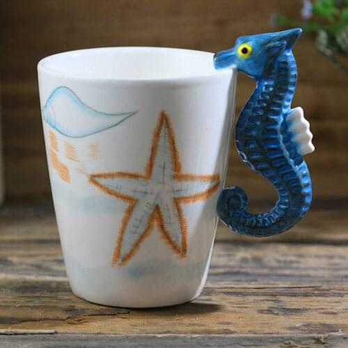 3D animal hippocampus coffee mug hand drawn cartoon ceramic cup creative coffee cup funny tea mugs Personalized gift