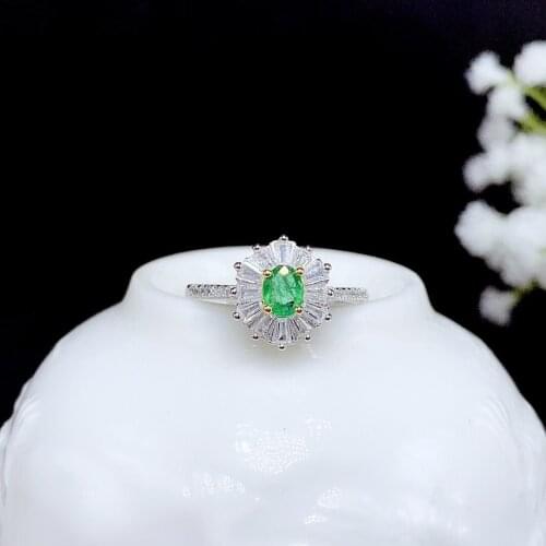 CoLife Jewelry Dazzling Gemstone Ring for Engagement 4mm*5mm Natural Emerald Ruby Ring 925 Silver Ruby Emerald Jewelry