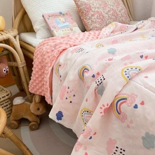 Air Conditioning Throw Blanket Baby Blanket Cotton Double-layer Yarn Blanket Kids Blanket Aircon Blanket 120*150cm /80*120cm