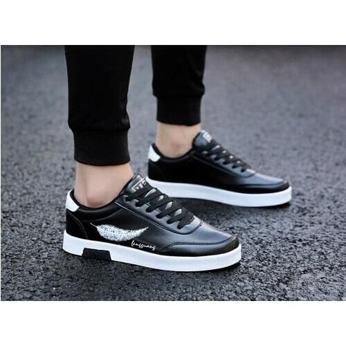 2019 Hot Men Shoes Spring Autumn Casual Leather Flat Shoes Lace-up Low Top White Male Sneakers tenis masculino adulto Shoes