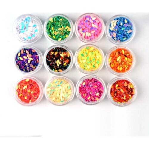 Nail Art Sparkly Slice Paillette 3D Salon Decor Accessories for DIY Glitter Flake Set 12 Color Rhombus Laser Sequin