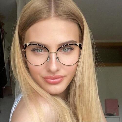 2021 New Vintage Cat Eye Anti-blue Glasses Frame Women Fashion Optical Transparent Eyeglasses Female Spectacles Oculos Feminino